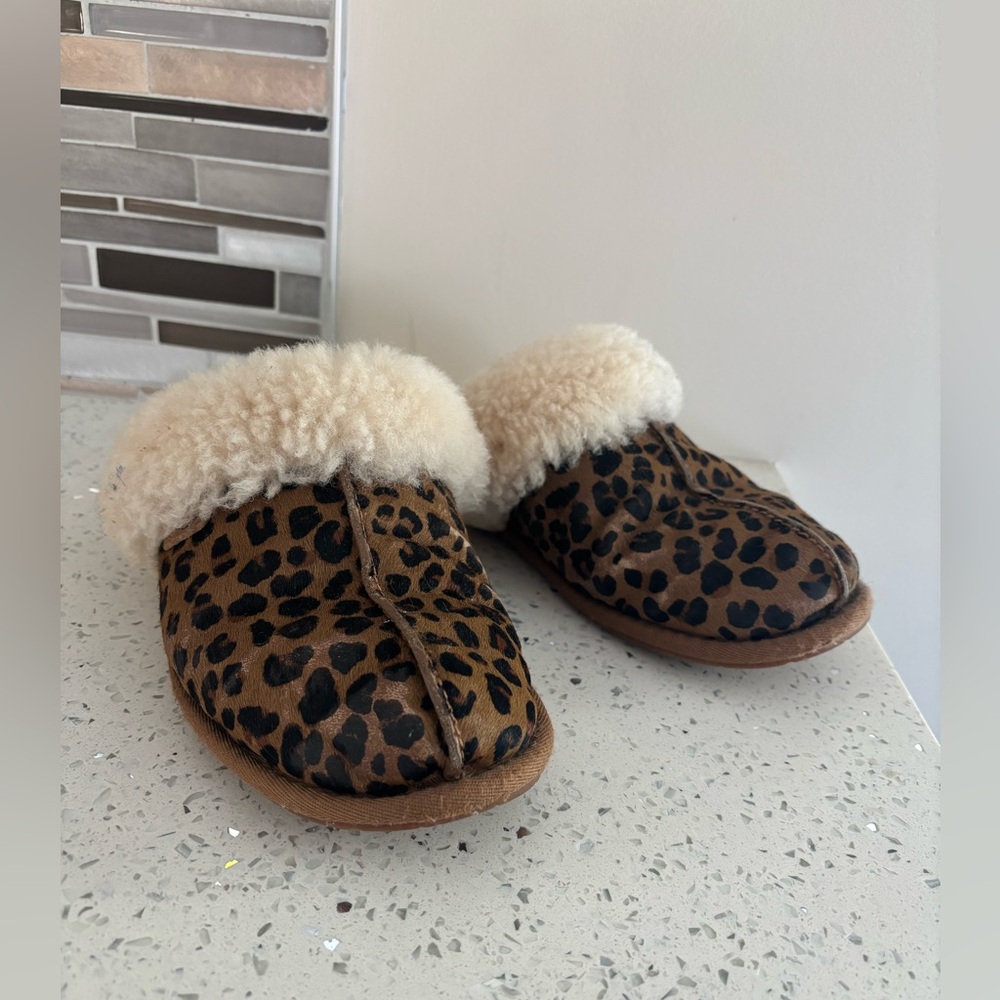 UGG Leopard Print Slippers with Cream Fur